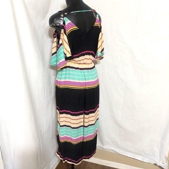 RUSH Jumpsuit Cold Shoulder Romper Multi-color Stripe Colors size Small - Picture 6 of 10